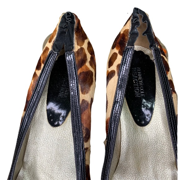 KENNETH COLE LEOPARD PRINT CALF / PONY HAIR STYLE WEDGE HEELS. - Picture 3 of 9